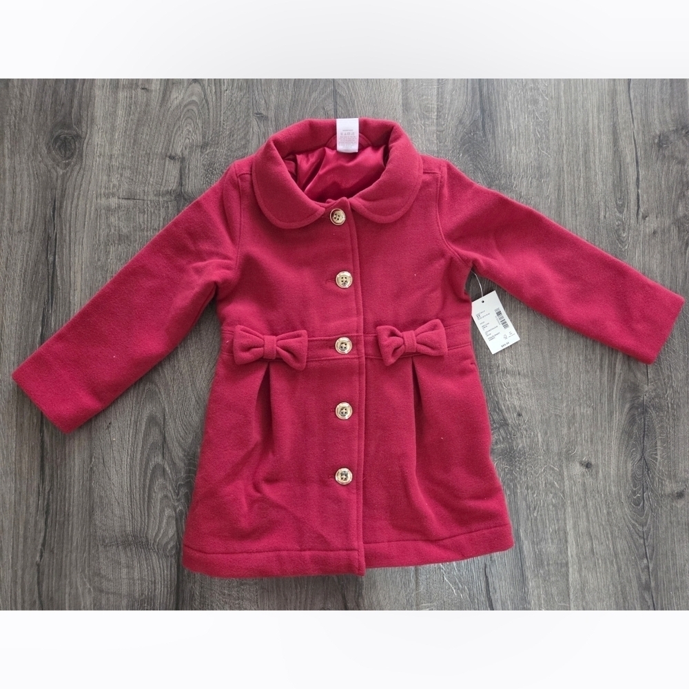 Gymboree Red Pea Coat with Bow Details Size 3t NWT